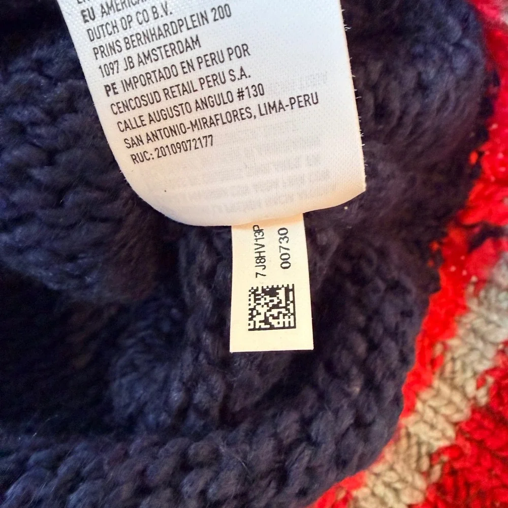 American Eagle Y2K Rainbow Stripe Wool Blend Sweater Womens XL Fitted Retro Knit